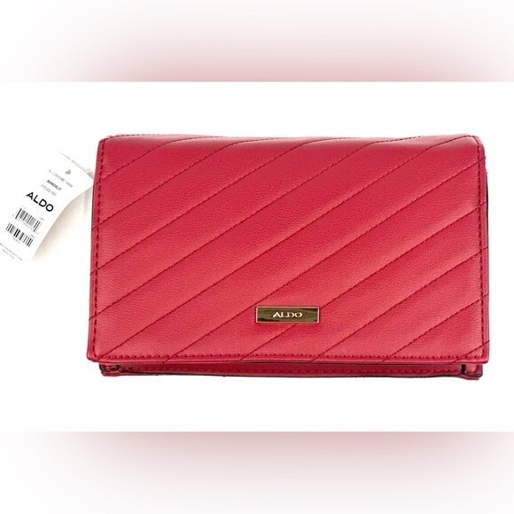 Aldo Mandalit Red Crossbody Bag with Gold Chain Strap - Picture 5 of 13